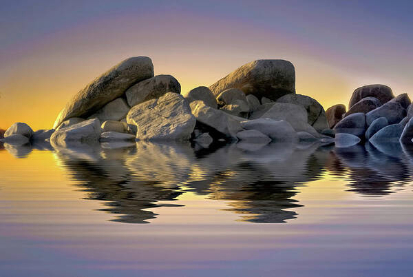 Beautiful Poster featuring the photograph Sun Bathed Rocks by Maria Coulson
