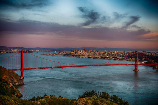 Golden Gate Bridge Poster featuring the photograph Sun Set on San Francisco by Paul Freidlund