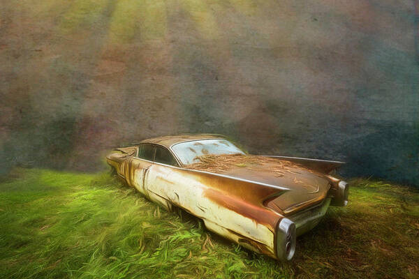 1960 Poster featuring the photograph Sunbeams on a Classic Cadillac by Debra and Dave Vanderlaan