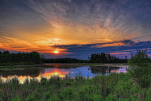 Sunset Poster featuring the photograph Sundown Over Bentley Pond by Dale Kauzlaric