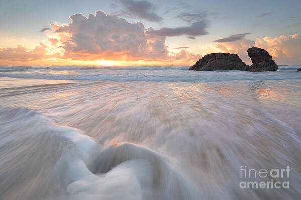 Sunrise Poster featuring the photograph Sunrise and Ocean flows at Watonga Rocks by Leah-Anne Thompson