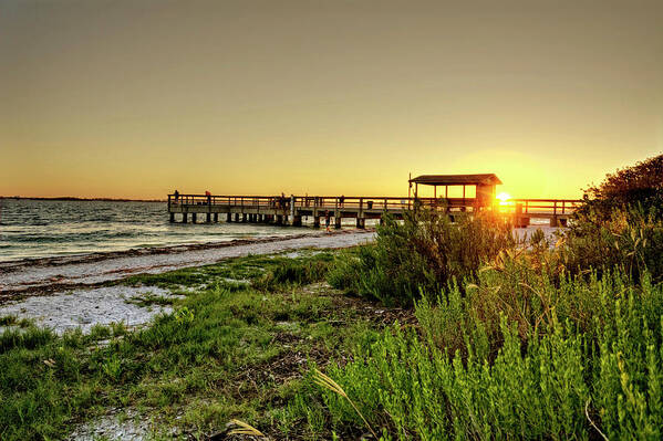 Sanibel Island Poster featuring the photograph Sunrise At The Sanibel Island Pier by Greg and Chrystal Mimbs