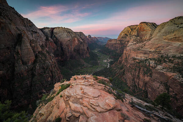 Zion National Park Poster featuring the photograph Sunrise from Angels Landing by James Udall
