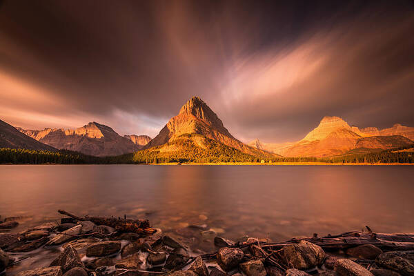 Mount Grinnell Poster featuring the photograph Sunrise in Glacier National Park by Pierre Leclerc Photography