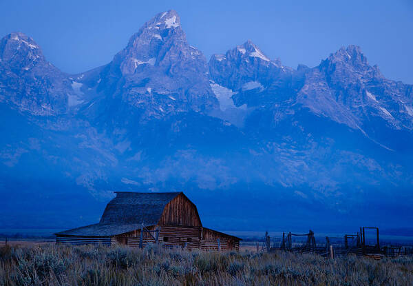 Moulton Barn Poster featuring the photograph Sunrise in the Tetons at Moulton Barn by Roberta Kayne