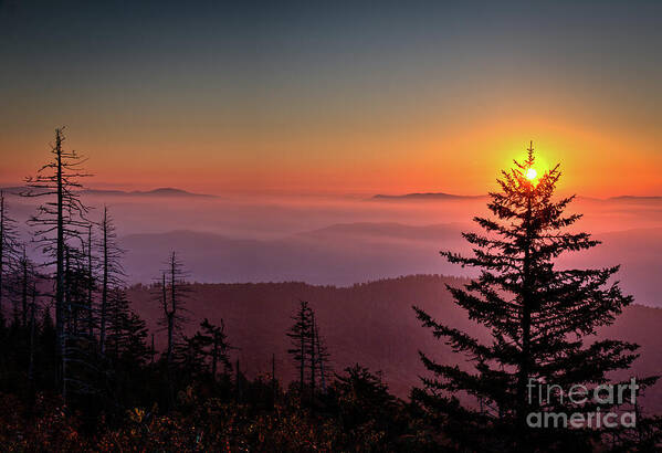 Clouds Poster featuring the photograph Sunrise Over the Smoky's III by Douglas Stucky