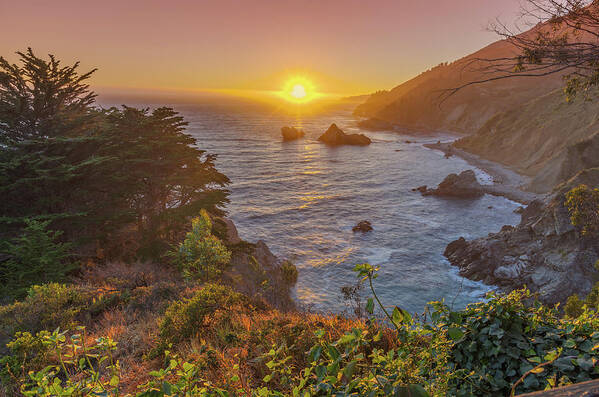 Amazing Poster featuring the photograph Sunset along Highway 1 Big Sur California by Scott McGuire