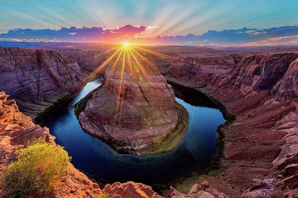 Horseshoe Bend Poster featuring the photograph Sunset at Horseshoe Bend by Dave Koch