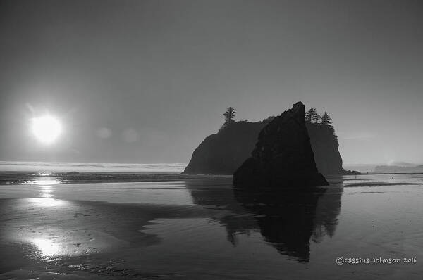 Black And White Poster featuring the photograph Sunset at Ruby Beach #2 by Cassius Johnson