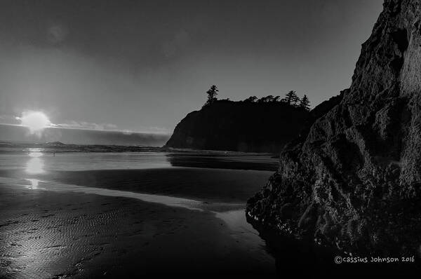 Black And White Poster featuring the photograph Sunset at Ruby Beach by Cassius Johnson