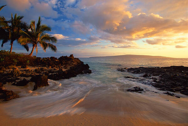 Maui Poster featuring the photograph Sunset at Secret Beach by David Olsen