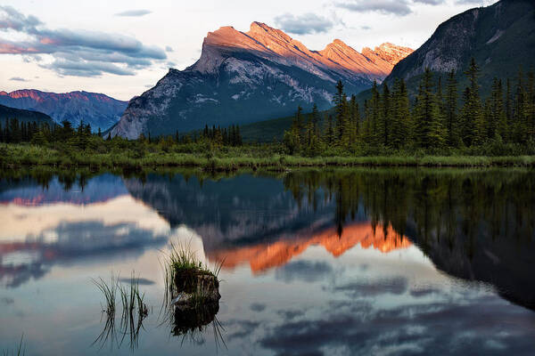 Banff Poster featuring the photograph Sunset at Vermillion Lakes, Banff Canada 2 by Dave Dilli