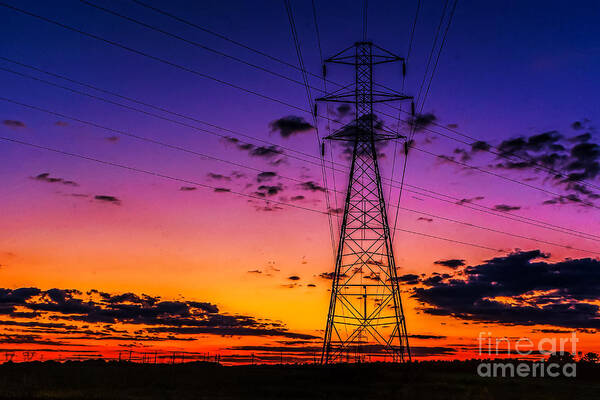 Sunset Poster featuring the photograph Sunset by the Wires by Nick Zelinsky Jr