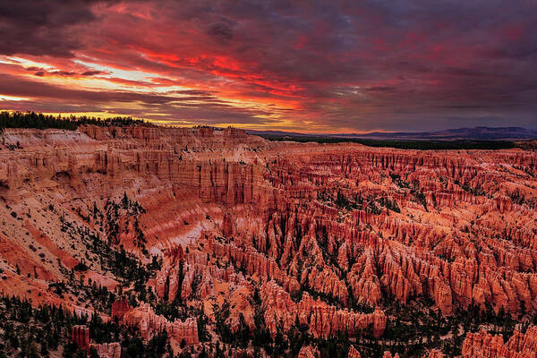 Blue Poster featuring the photograph Sunset Clouds Over Bryce Canyon by John Hight