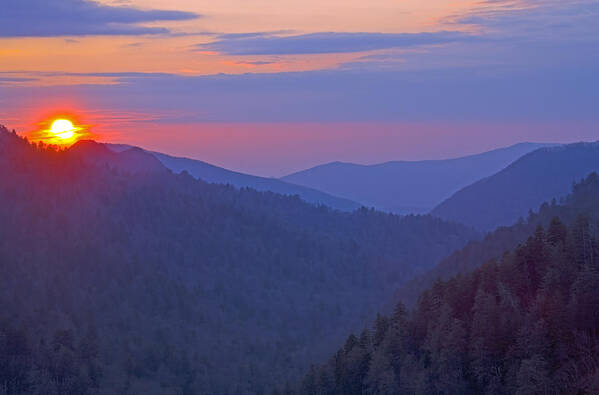 Sunset Poster featuring the photograph Sunset in Great Smoky Mountain National Park Tennessee by Brendan Reals