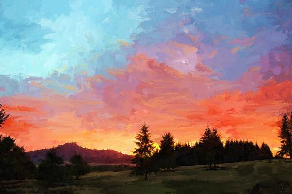 Beautiful Poster featuring the digital art Sunset in Oregon by Debra Baldwin