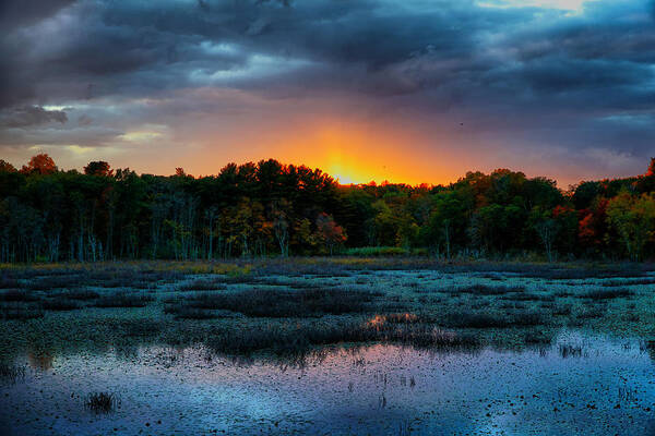 Sunset Poster featuring the photograph Sunset over Ipswich River by Lilia S