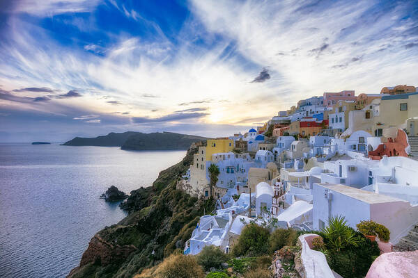 Santorini Poster featuring the photograph Sunset over Santorini by Adam Rainoff