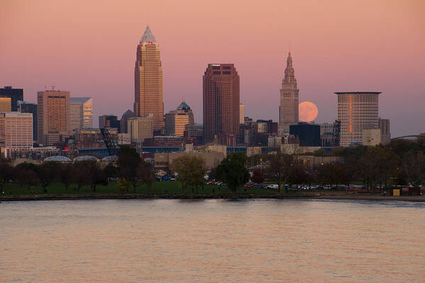 Super Moon Poster featuring the photograph SuperMoon Over Cleveland by Ann Bridges