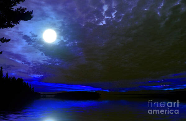 Supermoon Poster featuring the photograph Supermoon Over lake by Elaine Hunter