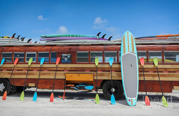Anna Maria Island Poster featuring the photograph Surfer Bus by Liesl Walsh