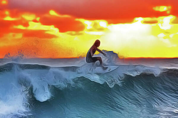 Surferking Poster featuring the painting SurferKing by Harry Warrick