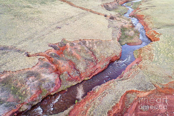 Colorado Poster featuring the photograph swift creek at Colorado foothills - aerial view by Marek Uliasz