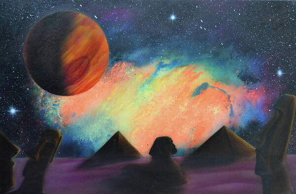 Airbrush Poster featuring the painting Syfy- Pyramids by Shawn Palek