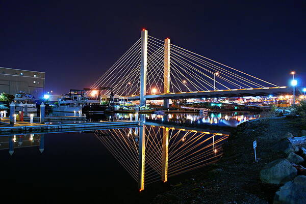 Tacoma Poster featuring the photograph Tacoma Hwy 509 Bridge Up in Lights 2 by Rob Green