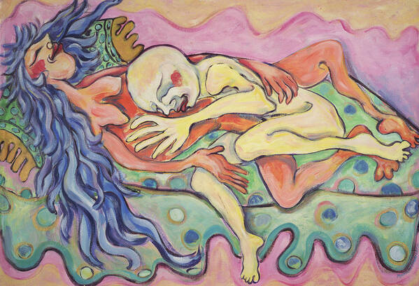 Floorcloth Poster featuring the painting Taking a Nap by Michelle Spiziri