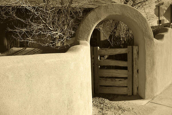 Taos Poster featuring the photograph Taos Gate in Sepia by Kathleen Stephens