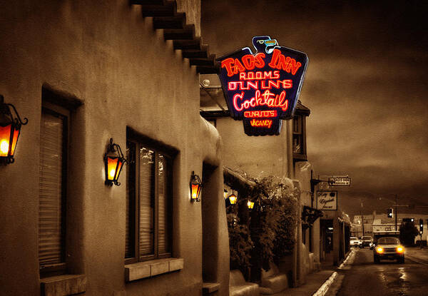Taos Poster featuring the photograph Taos Inn Sepia by Diana Powell