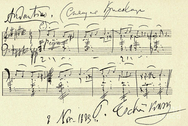 Tchaikovsky Poster featuring the drawing Tchaikovsky Autographed score by Tchaikovsky