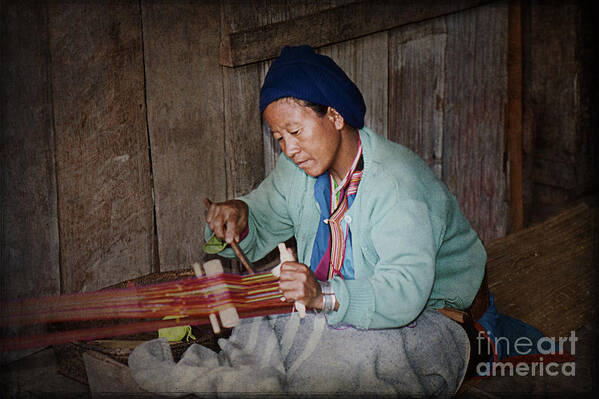 Women Poster featuring the photograph Thai Weaving Tradition by Heiko Koehrer-Wagner
