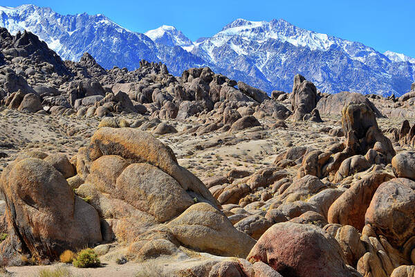 Alabama Hills Poster featuring the photograph The Alabama Hills Frame the Eastern Sierra Mountains by Ray Mathis
