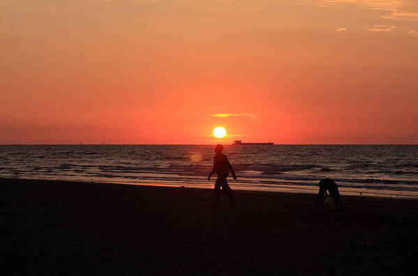 Aidan Moran Poster featuring the photograph The Beach At Sunset by Aidan Moran