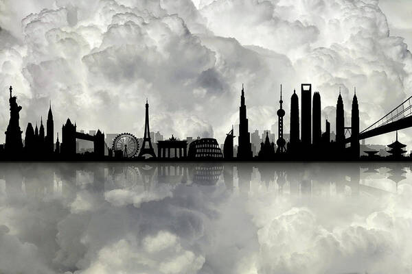 City Skyline Poster featuring the digital art The Best City skyline by Lilia S