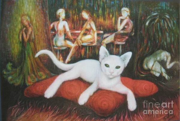 Cat Poster featuring the painting The CAT by Sukalya Chearanantana