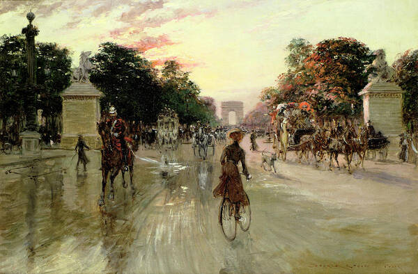 The Poster featuring the painting The Champs Elysees - Paris by Georges Stein