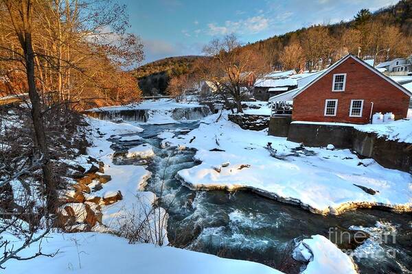 Snow Poster featuring the photograph The Dam and the Blacksmith Shop by Steve Brown