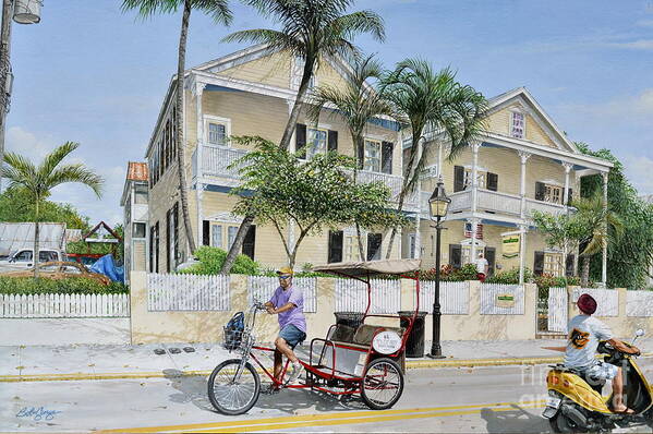 Townscape Poster featuring the painting The Duval House, Key West, Florida by Bob George