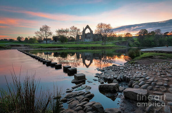 Bolton Abbey Poster featuring the photograph The first sunset in May by Mariusz Talarek