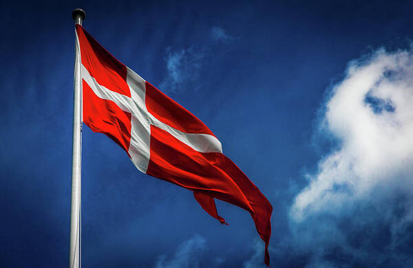 Flag Poster featuring the photograph The Flag of Denmark by Andrew Matwijec
