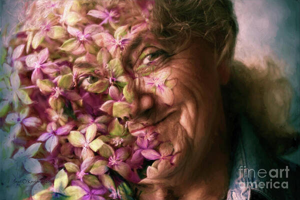 Woman Poster featuring the digital art The Gardener by Jean OKeeffe Macro Abundance Art