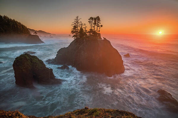 America Poster featuring the photograph The golden sunset of Oregon coast by William Lee