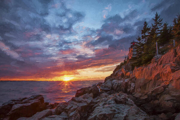 Maine Poster featuring the digital art The Harbor Dusk IV by Jon Glaser