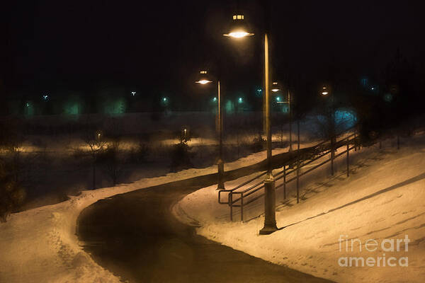 Maple Grove Poster featuring the digital art The Library Path in Winter by Gary Rieks