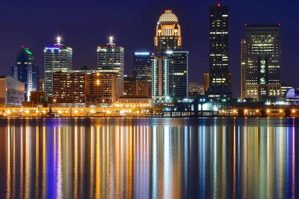 Louisville Poster featuring the photograph The Lights of a Louisville Night by Frozen in Time Fine Art Photography