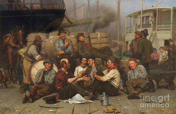 Group Poster featuring the painting The Longshoremen's Noon by John George Brown