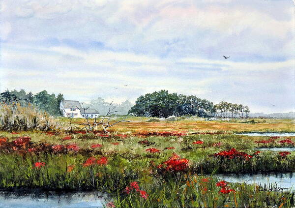 Maritime Poster featuring the painting The Marsh in Bloom by Bill Hudson